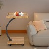Space-Saving C-Shape End Table w/ Wheels & 2-Tier Shelves - Multi-Use Side Table for Couch, TV Tray, Living Room, Bedroom - 4 of 4