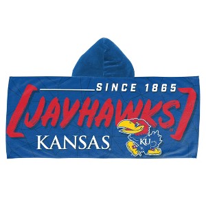 22"x51" NCAA Kansas Jayhawks Hooded Youth Beach Towel - 1 of 3