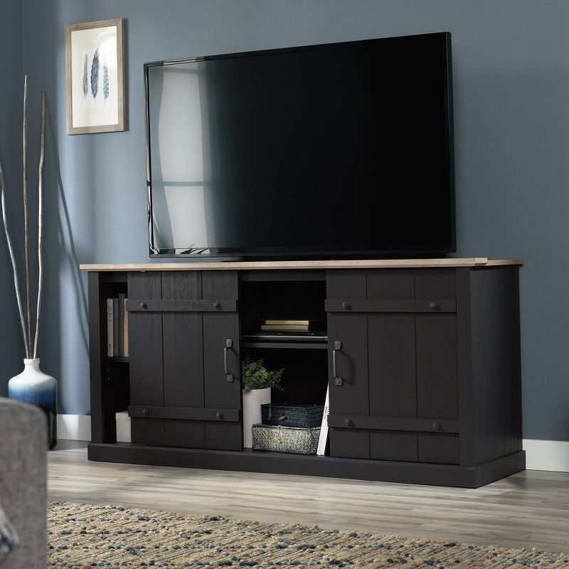 Farmhouse TV Stand for TVs up to 70&#34; with Oak Accent Raven Oak - Sauder, 4 of 9