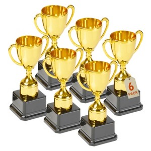 Playbees 7" Golden Trophies – Pack of 6 for Celebrations and Awards - 1 of 4
