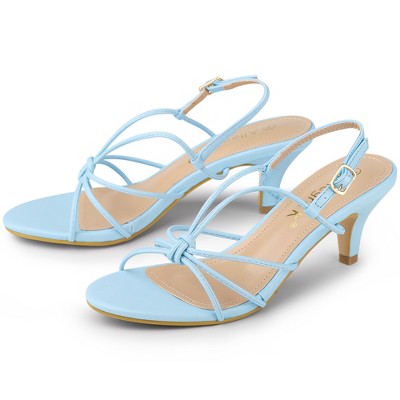 Allegra K Women's Strappy Slingback Kitten Heels Sandals