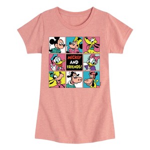 Girls' - Disney - Mickey And Friends Grid Fitted Short Sleeve Graphic T-Shirt - 1 of 4