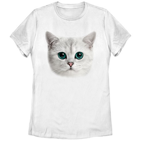 Women's Lost Gods Cat Stare T-shirt - White - Small : Target