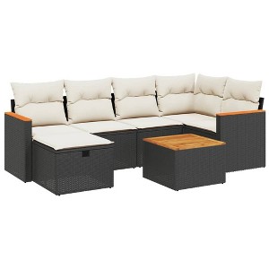 vidaXL 7 Piece Patio Sofa Set with Cushions Poly Rattan - 1 of 4