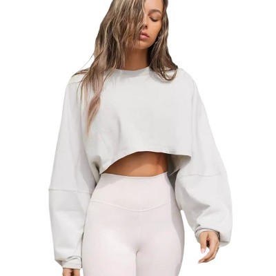KOJOOIN Women's Classic Crewneck Cropped Sweatshirt Premium Cotton Relaxed Fit Everyday Pullover Top