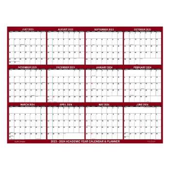 SwiftGlimpse 2023-2024 Academic Year Wall Calendar & Planner 48"x72" Maroon