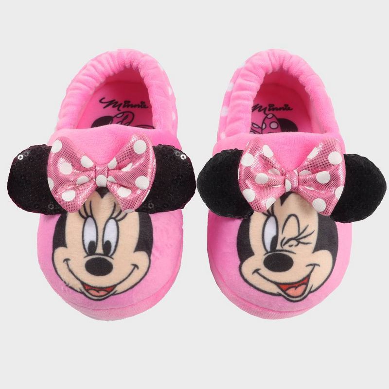 Toddler Girls' Disney Minnie Sock Slippers - Pink, 5 of 8