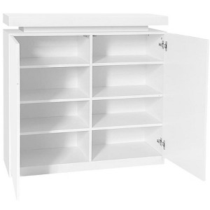 Large Spaces Shoe Cabinet High Glossy White Color with Led Light have moveable Shelves - 1 of 4