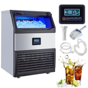 200 lbs Commercial Ice Maker Machine - 90 Cubes/15 mins, under 50dB Quiet Operation with LED Display & Stainless Steel Design - 1 of 4