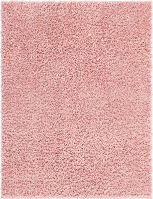 Dusty Rose Braided Shag 10' x 13' Synthetic Area Rug