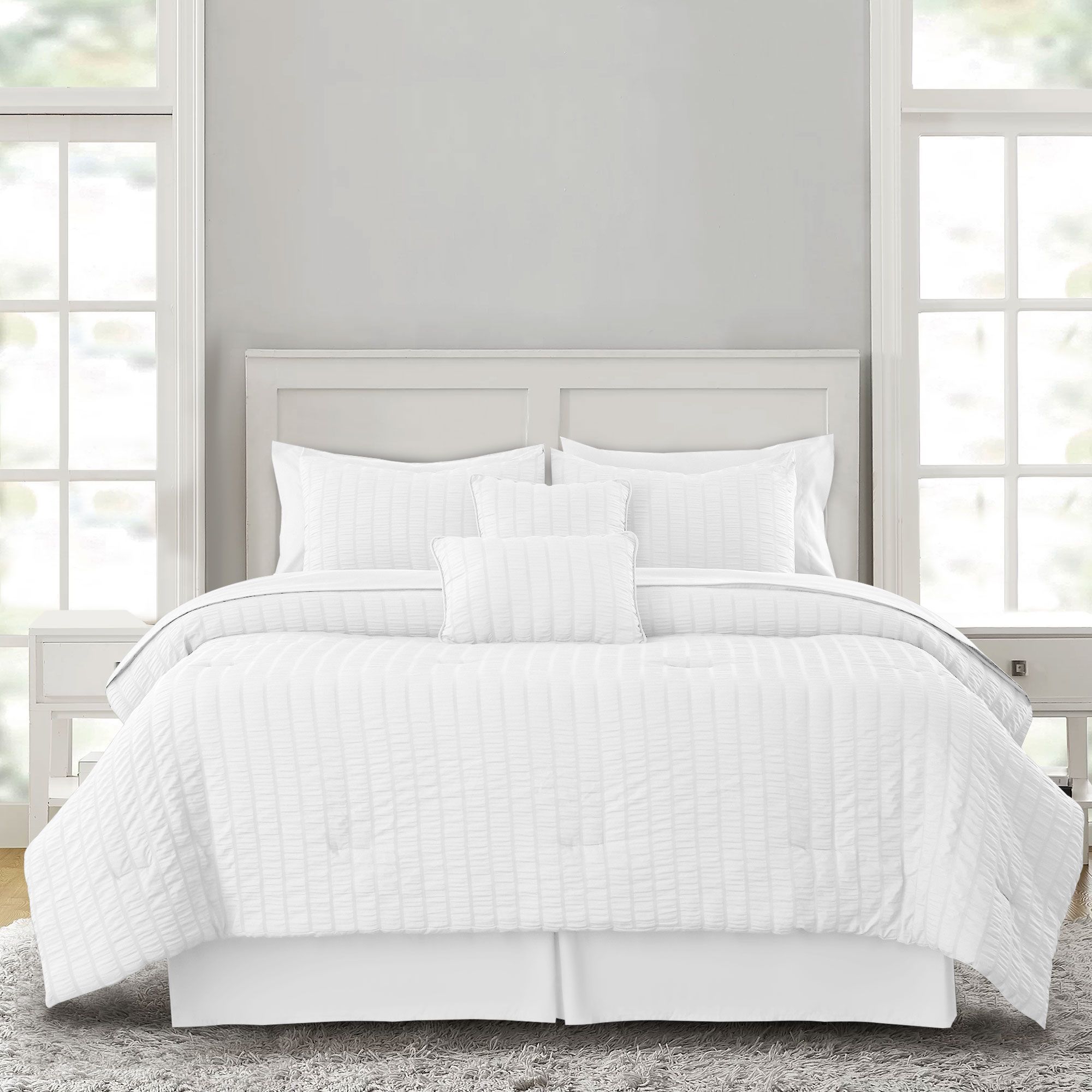 10 Piece King Complete Bed Set with Deep Pocket Sheets & Pillow Cases - White