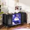TIRAMISUBEST 4-Drawer Storage Cabinet with Glass Sliding Doors,Multi-Functional Sideboard - 3 of 4