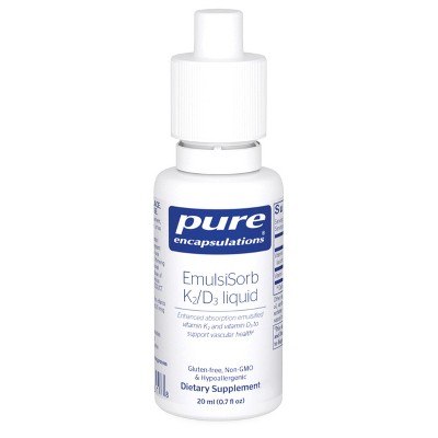 Pure Encapsulations EmulsiSorb K2/D3 Liquid - Enhanced-Absorption Emulsified Vitamin K2 and Vitamin D3 for Vascular Health Support - 0.7 Fl Oz