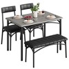 Dining Table Set for 4, Kitchen Table and Chairs for 4, Rectangular Kitchen Table Set , Dining Room Table Set,Grey - 3 of 4