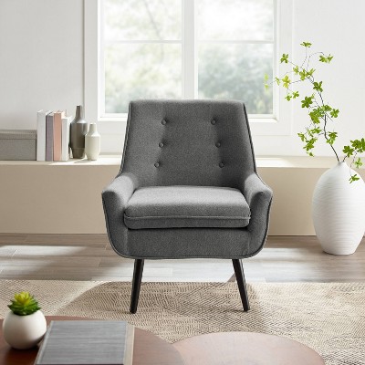 Gray Microfiber Accent Chair with Wood Legs