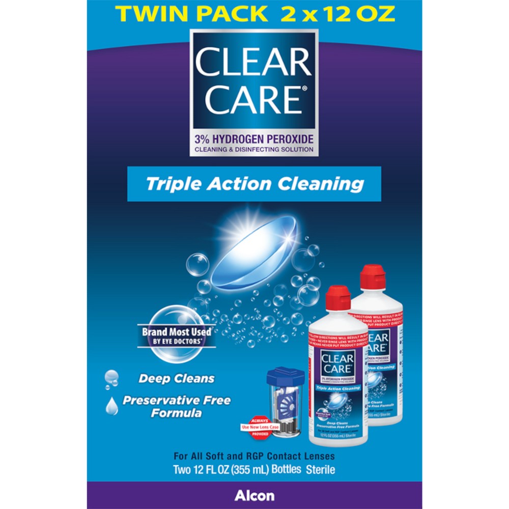 Photos - Other for Medicine Clear Care Preservative Free Hydrogen Peroxide Contact Lens Solution for Soft and RGP Lenses with case - Twin Pack - 2pk/12