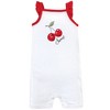 Hudson Baby Infant Girls Cotton Rompers 3pk, Cherries - 2 of 4