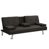 CAVINAS 66 Inch Modern Living Room Sofa Bed,3-In-1 Convertible Loveseat with 2 Holders,Armrests and Backrests,Upholstered 2-Seater Futon Sofa,Brown - 2 of 4