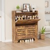 Farmhouse Shoe Cabinet with 2 Flip Down Drawers & 2 Hooks,  Narrow Wood Hallway Cabinet for Small Spaces, Apartments, - 3 of 4