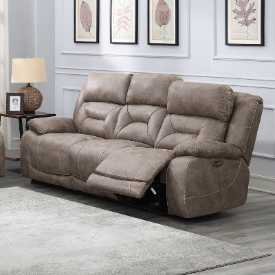 Desert Sand 86" Contemporary Power Reclining Faux Leather Sofa