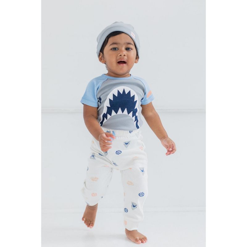 JAWS Baby Bodysuit Jogger Pants and Hat 3 Piece Outfit Set Newborn to Infant, 2 of 7