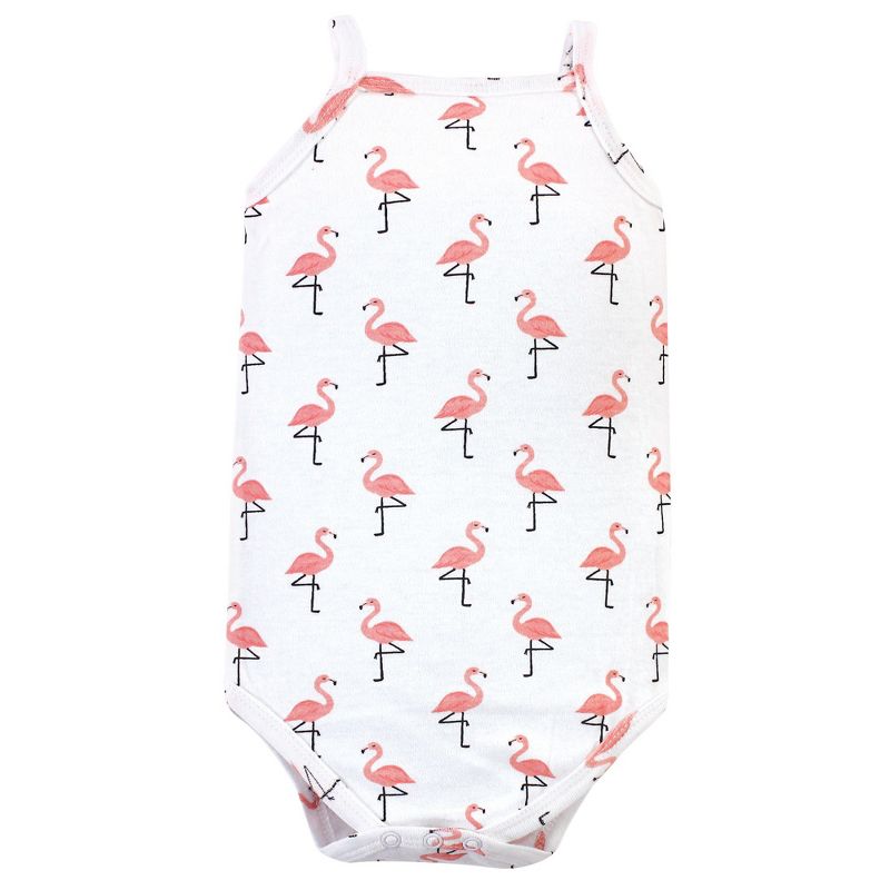 Little Treasure Baby Girl Cotton Bodysuits 3pk, Flamingo, 3 of 5