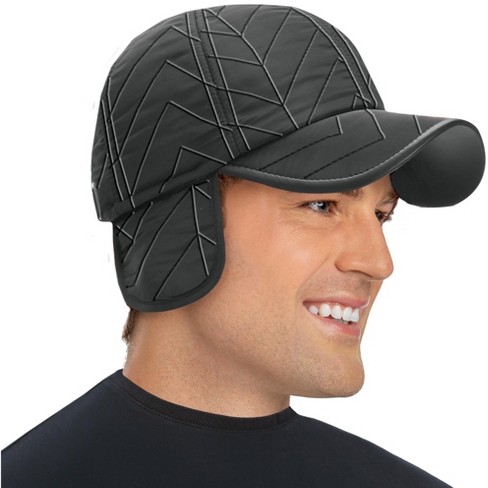 Collections Etc Versatile Men s Quilted Cap With Ear Flaps No Size Black Target