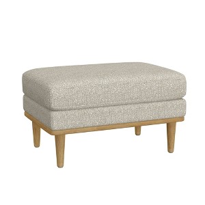 Kumasinova 31"L Plush Fabric Accent Ottoman with Solid Wood Legs,Sturdy Living Room Footrest Ottoman with High-Resilience Foam Filling,Tan - 1 of 4