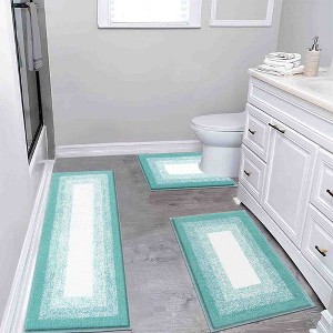 BAGOKIE Ultra Soft 3-Piece Microfiber Bathroom Rug Set - 1 of 4