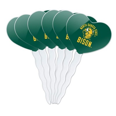North Dakota State Bison Heart Love Cupcake Picks Toppers Decoration Set of 6