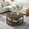 Modern 40" Round Coffee Table with Concealed Wheels, 2-Tier Center Table for Living Room, Office, or Apartment - Panipeachy - 3 of 4