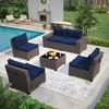 Outdoor Patio Furniture Set, PE Wicker Sectional Sofa Set with Cushions and Coffee Table, All-Weather Patio Conversation Set - 3 of 4