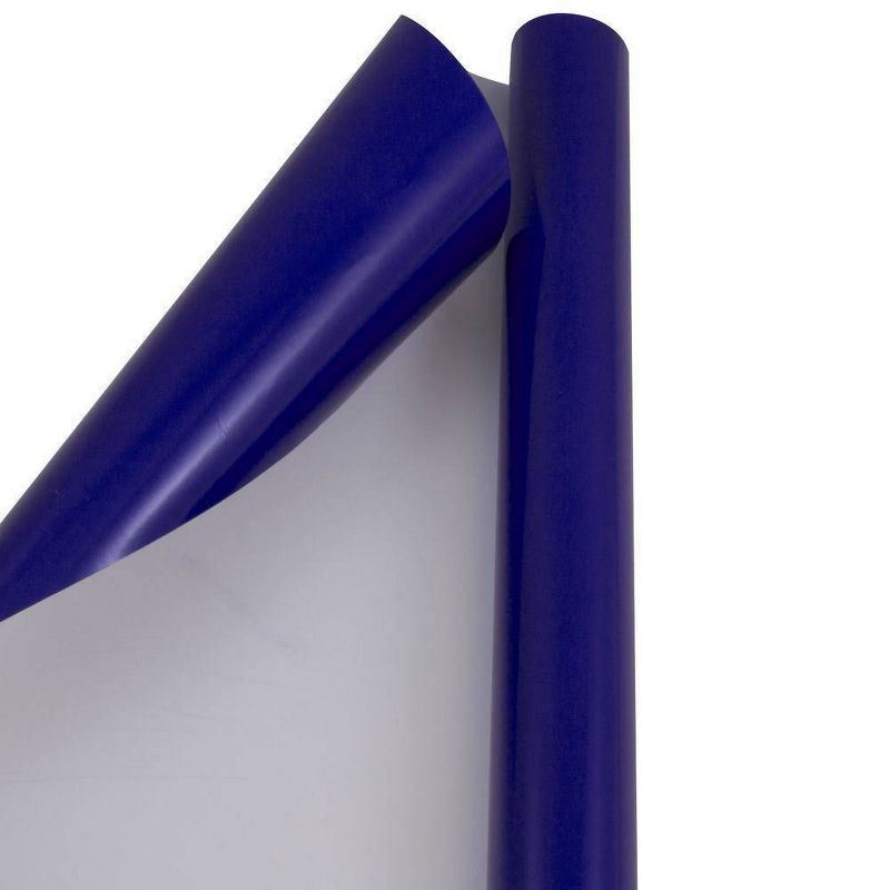 JAM PAPER Royal Blue Glossy Gift Wrapping Paper Roll - 2 packs of 25 Sq. Ft., 3 of 6