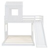 Whisen Wooden Twin Over Full Bunk Bed, Loft Bed with Playhouse, Farmhouse, Ladder, Slide and Guardrails - 3 of 4