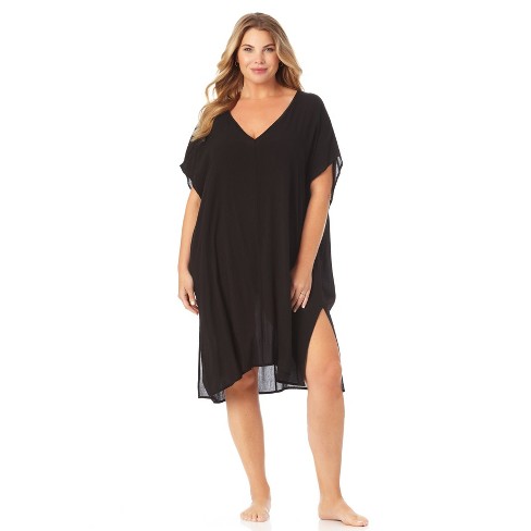 Anne Cole Plus - Women's Easy Tunic Swimsuit Cover Up - 22-24 Black ...