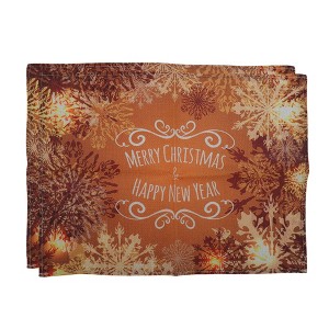 Unique Bargains Christmas Place Mats Linen Gold Tone 13"x17.7" 2 Pcs - 1 of 4