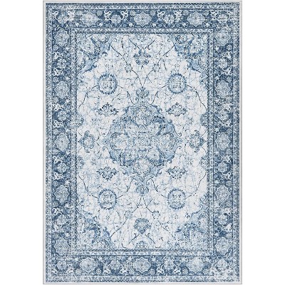 Vintage Floral Area Rugs — Machine Washable, Non-Slip Low Pile Carpet for Living Room & Bedroom