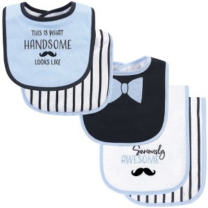 Hudson Baby Infant Boy Cotton Terry Bib and Burp Cloth Set 5pk, Seriously Awesome, One Size - 1 of 4