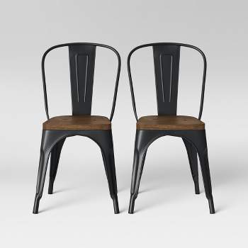 Set of 2 Carlisle High Back Wood Seat Dining Chair Wood/Matte Black - Threshold™