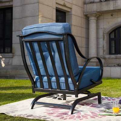 Blue Iron Outdoor Rocking Motion Chair with Cushions