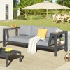 AMERLIFE Outdoor Sofa, 3-Seat Patio Couch with Storage Armrest, Rattan Mesh, Water-Resistant Cushion - 2 of 4