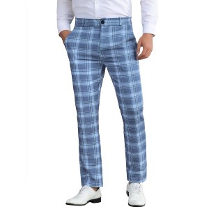 Lars Amadeus Men's Plaid Regular Fit Formal Business Dress Pants - 1 of 4