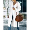 Women's Lapel Shacket Sweater with Bell Sleeves and Open Front Cardigan, Longline Knit Casual Coats with Side Slit for Winter,White - XL - 2 of 4