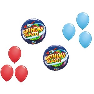 LOONBALLOON Space, Alien, Rocket Theme Balloon Set, 2x Standard 8″ BIRTHDAY BLAST ROCKET Balloons and 6x latex balllons - 1 of 1