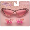 Willow & Ruby Kid's Fun Sunglasses with Hair Clip Set for Girls - Sunnies & Claws in Pink Cat-Eye & Butterfly Hair Clips - 2 of 4