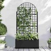 Lirago 6 ft. H x 3 ft. W Metal Planter Box privacy screen Garden Bed with Trellis and Wheels Black - 2 of 4