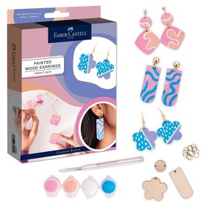 Faber-Castell Painted Wood Earrings: Multicolored Art & Craft Tool Set, 30 Pieces, Includes Brushes, Wood Material - 1 of 4