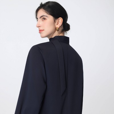 Женские платья A New Day Women's Long Sleeve Scarf Midi A-Line Dress - A New Day™ Dark Blue L — фото 4