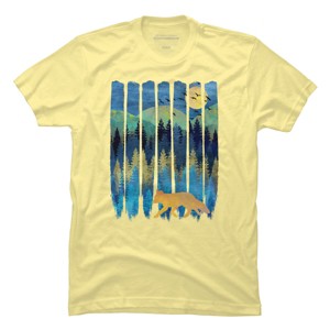 Men's Design By Humans Fox Forest Night By Maryedenoa T-Shirt - 1 of 3