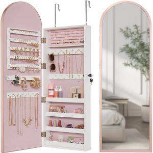 Best Choice Products Door/Wall Mounted Arch Mirror Jewelry Armoire, w/ Metal Frame, Lockable Door - 1 of 4